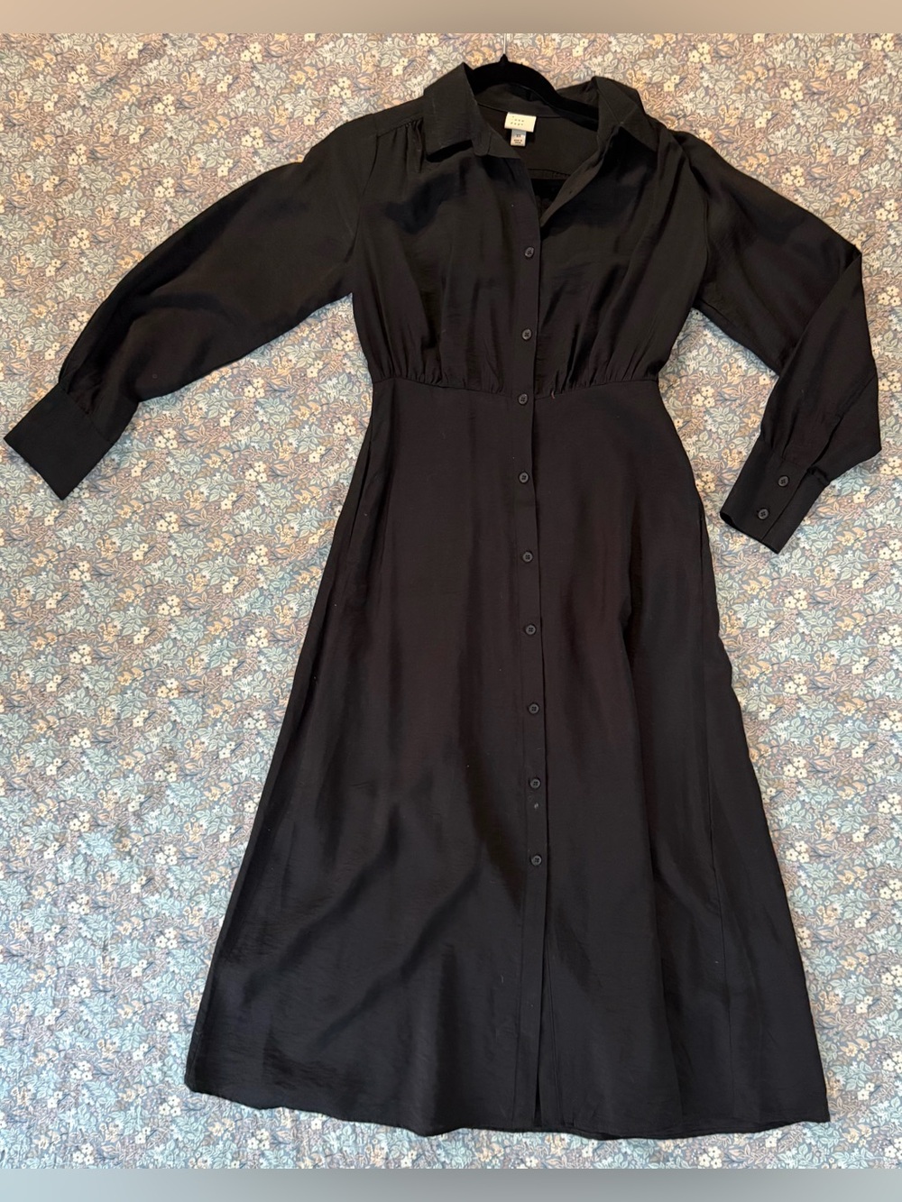 a new day Black Long-Sleeve Button-Front Midi Dress